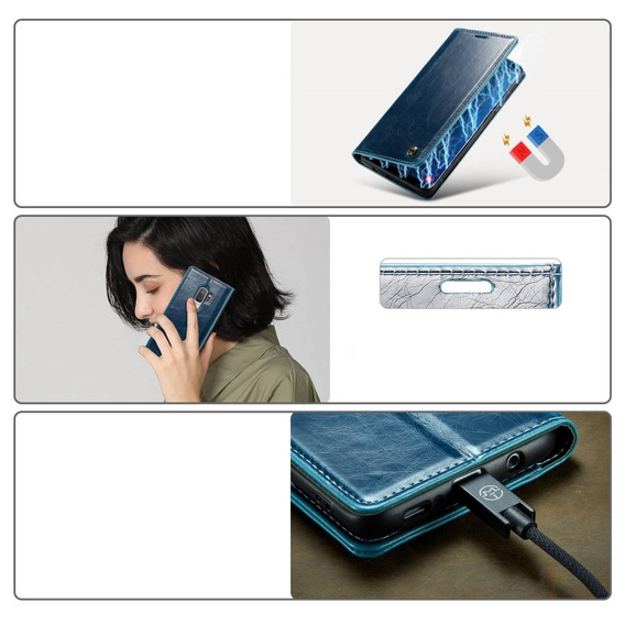 CASEME flipové puzdro pre Samsung Galaxy S9+ Plus, Waxy Textured, modré