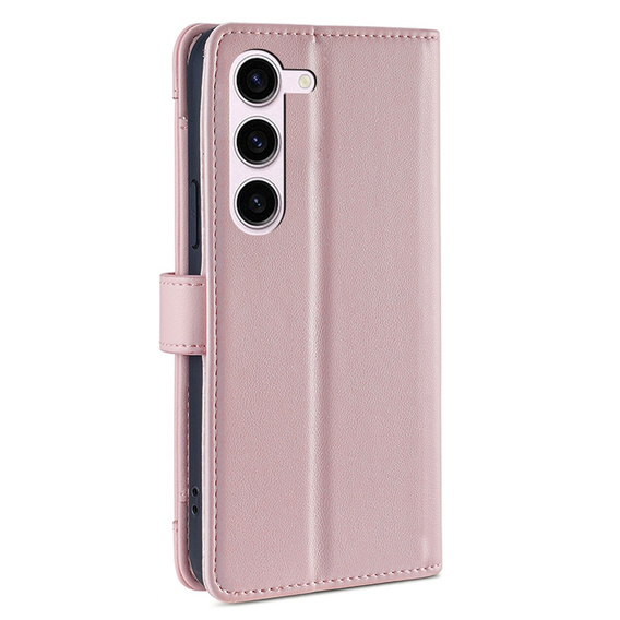 Klapkové puzdro pre Samsung Galaxy S23, Wallet Zipper Pocket, ružové