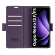 Puzdro pre Oppo Reno 13F / Oppo Reno 13FS, ERBORD Glossy Litchi, flipová peňaženka, fialové