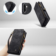 CASEME puzdro pre Samsung Galaxy A56 5G, Retro Leather Wallet, s remienkom, čierne
