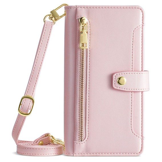 Klapkové puzdro pre Samsung Galaxy A16, Wallet Zipper Pocket, ružové