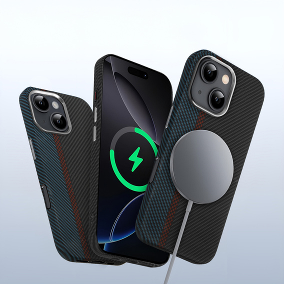 Puzdro pre iPhone 13, Carbon Fiber MagSafe, čierna / modrá
