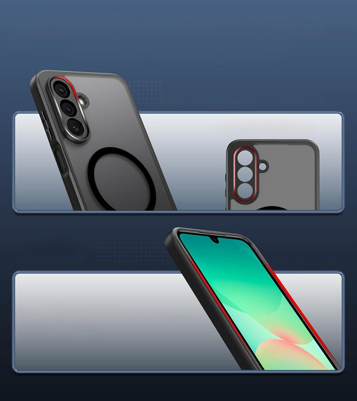 Puzdro pre Samsung Galaxy A26, pre MagSafe, ERBORD Matt Case, čierny + sklo na displej