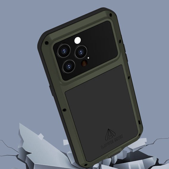 Love Mei Obal na mobil pre iPhone 14 Pro, armored with glass, zelený