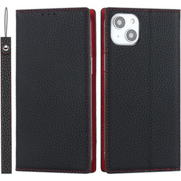 Klapkové puzdro pre iPhone 15, Litchi Skin Grain, čierne