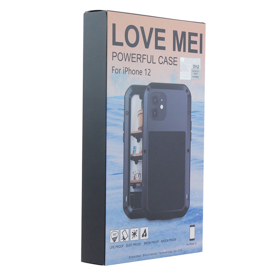 Love Mei Obal na mobil pre iPhone 12, armored with glass, sivé