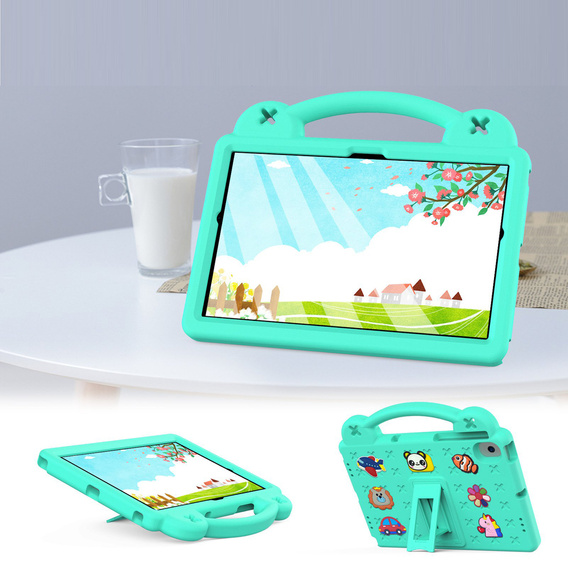 Detské puzdro pre Lenovo M10 X306 2 Gen / M10 Plus TB-X606 10.3 / Samsung Tab A 10.1 T510/515 / K10 X6C6, Cute Patterns, so stojanom, zelený