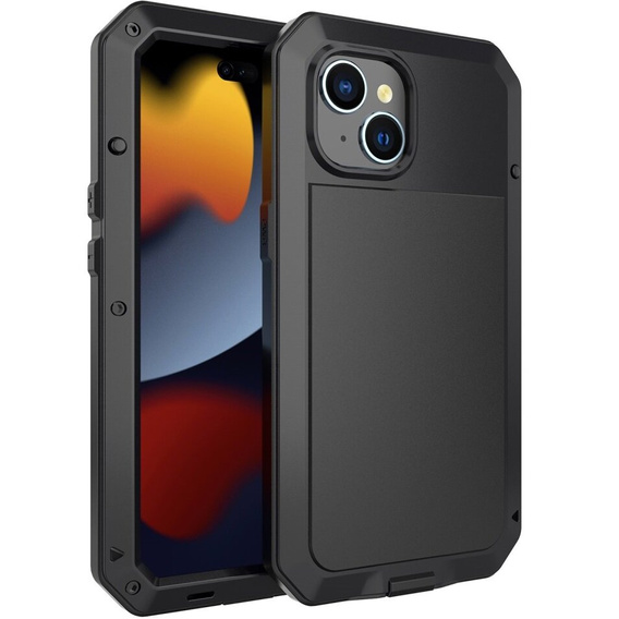 Puzdro pre iPhone 15, pancierované, s integrovaným sklom, čierne