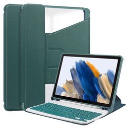 Puzdro s klávesnicou pre Samsung Galaxy Tab A9+, Rotary 360° Leather, tmavozelené