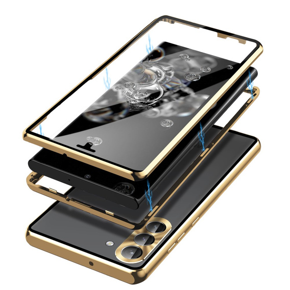 Puzdro pre Samsung Galaxy S23 Plus, Magnetic Dual Glass, zlaté