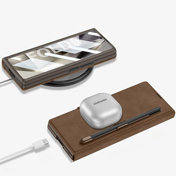 Peňaženkové puzdro s chlopňou hnedé pre Samsung Galaxy Z Fold 7 5G