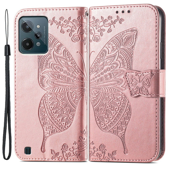 Klapkové puzdro pre Realme C31, Butterfly, ružové