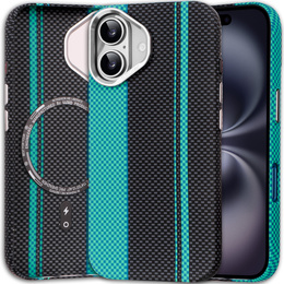 Puzdro pre iPhone 16, Carbon Fiber MagSafe, čierna / modrá