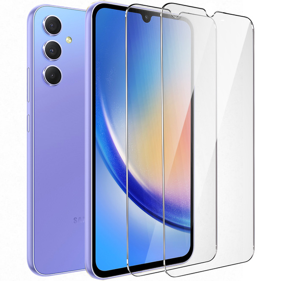 2x tvrdené sklo pre Samsung Galaxy A34 5G, ERBORD 9H Hard Glass na displeji