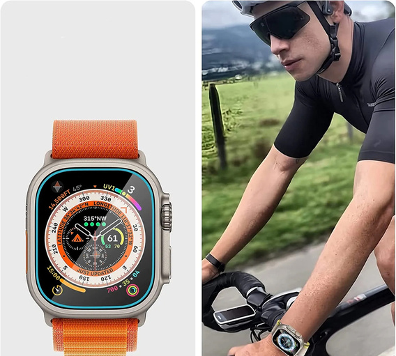 2x tvrdené sklo s montážnym rámom ERBORD pre Apple Watch Ultra 1/2/3 49 mm