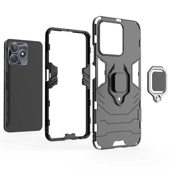 Obal na mobil pre Realme C51, Kickstand Ring, čierne