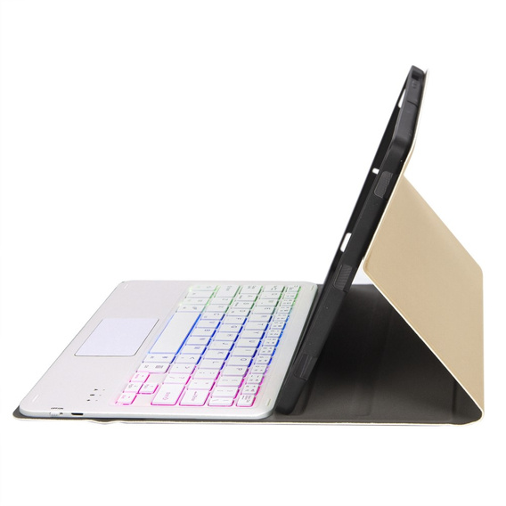 Puzdro s podsvietenou bluetooth touchpad klávesnicou pre iPad 10.9" 2022 (10 gen.), zlaté