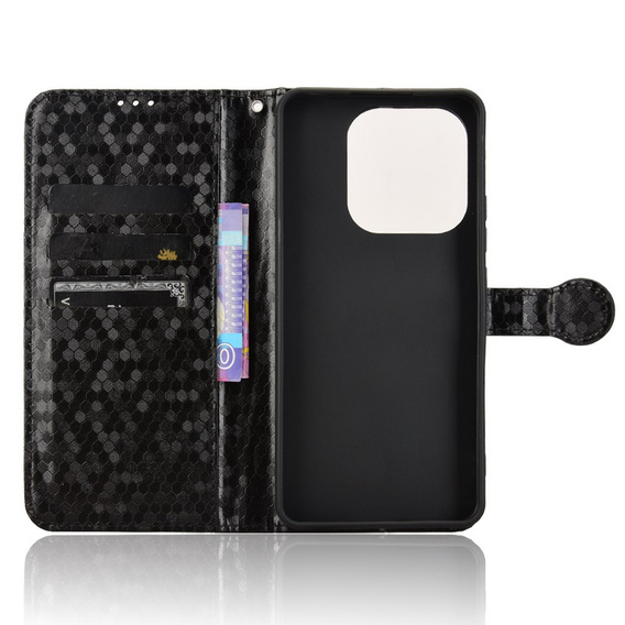 Flipové puzdro pre Xiaomi Redmi Note 14 4G, Wallet Rhombus, čierne