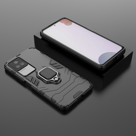 Obal na mobil pre Xiaomi Poco F4 5G, Kickstand Ring, čierne