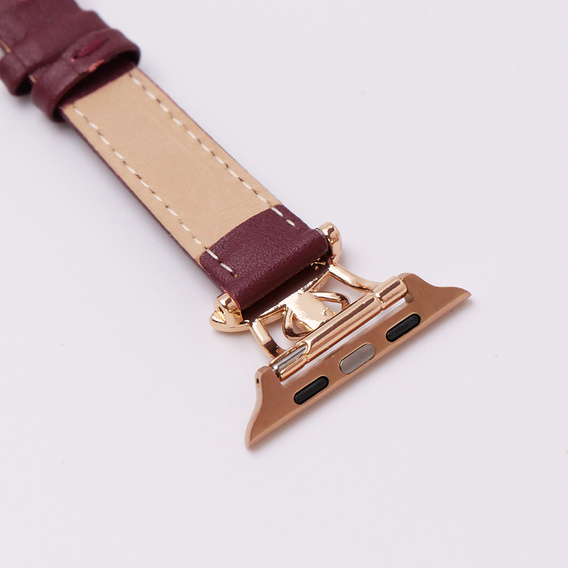 Kožený remienok pre Apple Watch 1/2/3/4/5/6/7/8/SE/Ultra 42/44/45/49 mm, bordový