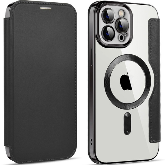 Klapkové puzdro pre iPhone 12 Pro, RFID Wallet MagSafe CamShield, čierne