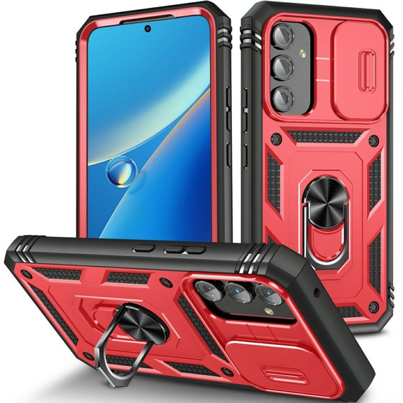 Obal na mobil pre Samsung Galaxy A54 5G, CamShield Slide, červené / čierne