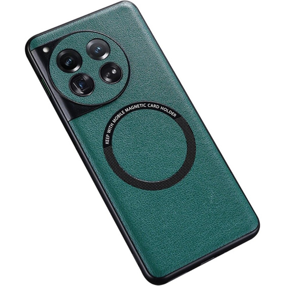 Obal na mobil pre OnePlus 12 5G, Leather Hybrid MagSafe, zelený