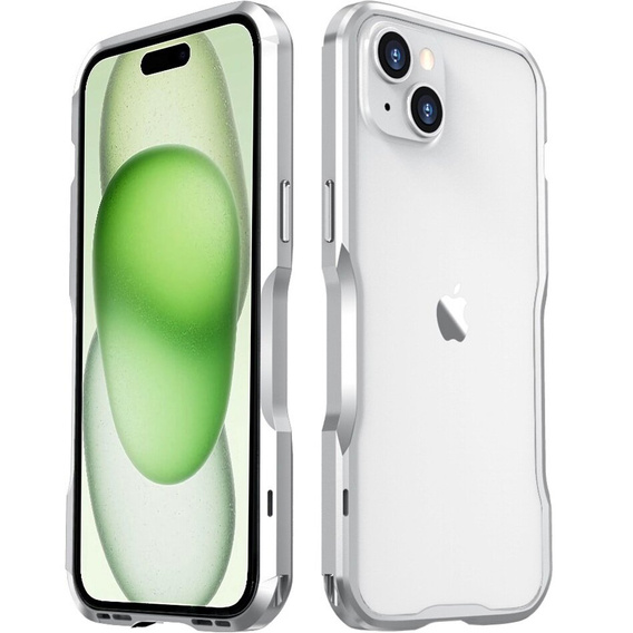 Puzdro LUPHIE pre iPhone 15, Armor Bumper, strieborné
