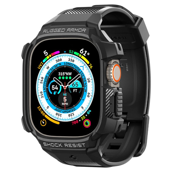 Pasek z etui Spigen do Apple Watch Ultra 49mm, Rugged Armor Pro, Czarny