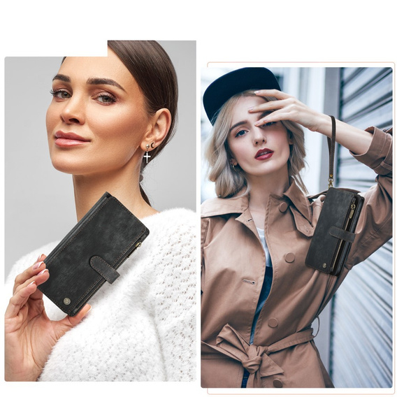 CASEME puzdro pre Samsung Galaxy A56 5G, Leather Wallet Cash and Card Slots, s remienkom, čierne