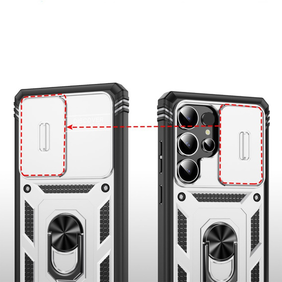 Puzdro pre Samsung Galaxy S25 Ultra, KickStand Camera Lens, biele