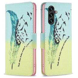Klapkové puzdro pre Samsung Galaxy A55 5G, Wallet, Feather, modré