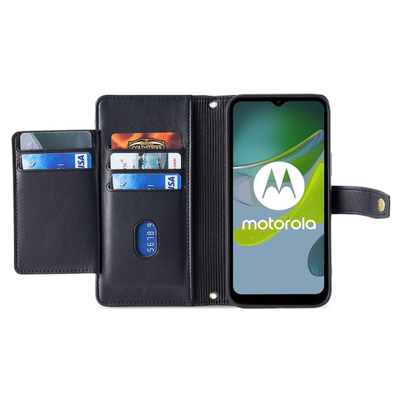 Klapkové puzdro pre Motorola Moto G54 5G, Wallet Zipper Pocket, čierne