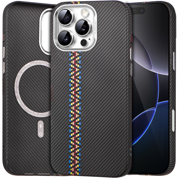 Puzdro pre iPhone 16 Pro Max, Carbon Fiber MagSafe, čierne