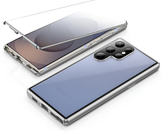 Puzdro pre Samsung Galaxy S25 Ultra, Magnetic Dual Glass, strieborné