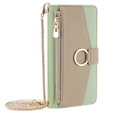 Flipové puzdro pre Motorola Edge 40 Neo 5G, Wallet Zipper Pocket, so zrkadlom, zelený