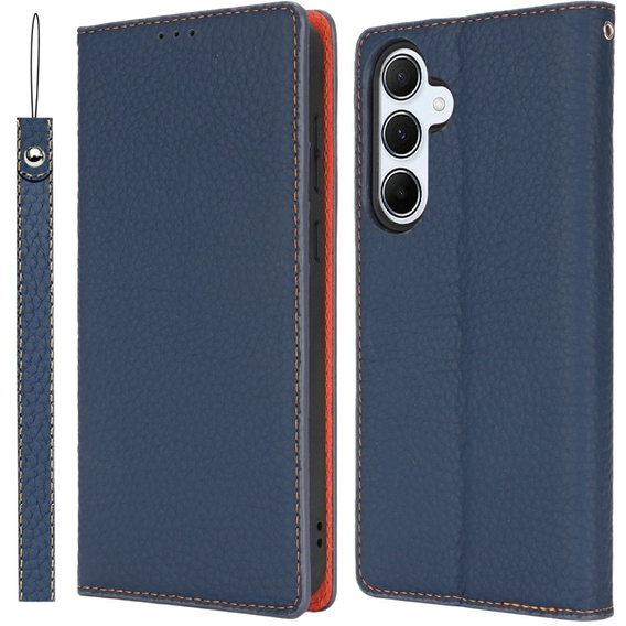 Klapkové puzdro pre Samsung Galaxy S25, Litchi Skin Grain, tmavomodré