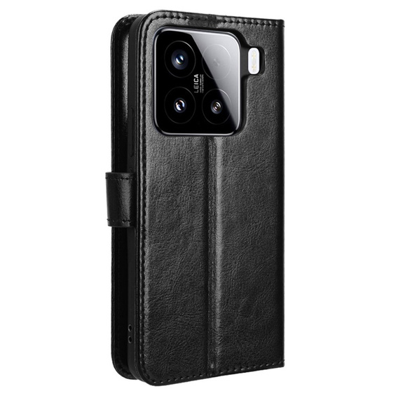 Klapkové puzdro pre Xiaomi 15, Crazy Horse Wallet, čierne