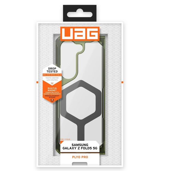 Urban Armor Gear Obal na mobil pre Galaxy Z Fold 5 5G, Plyo MagSafe, transparentné / zelené