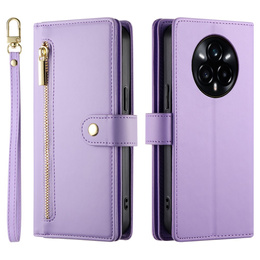 Klapkové puzdro pre Realme 14 Pro+ 5G, Wallet Zipper Pocket, fialové