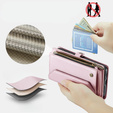 Puzdro CASEME pre Samsung Galaxy S24 FE, RFID Leather Wallet, s popruhom cez rameno, ružové