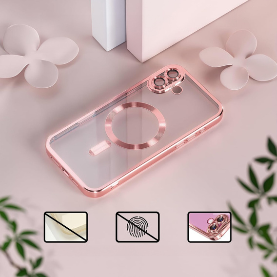 Puzdro pre iPhone 16, Electro MagSafe, ružové + sklo na displej