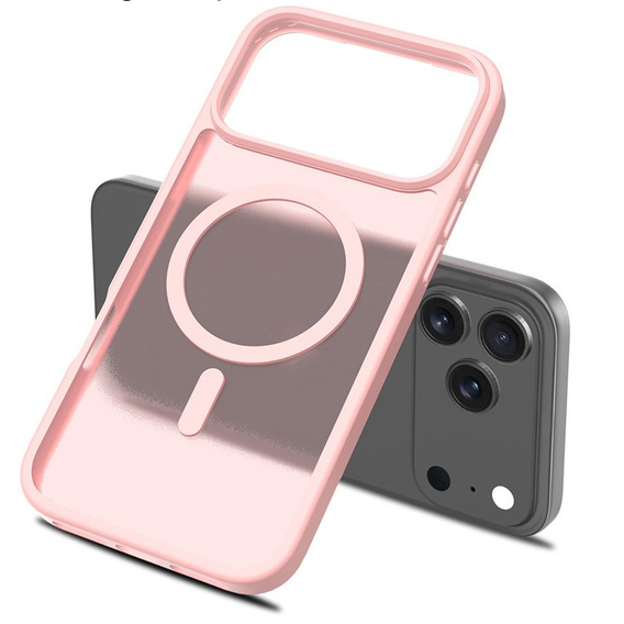 Matné puzdro pre iPhone 17 Pro Max, pre MagSafe, priesvitné ružové