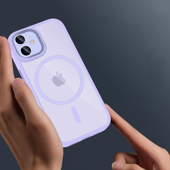 Puzdro pre iPhone 11, pre MagSafe, ERBORD Matt Case, fialový + sklo na displej