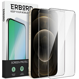 2x tvrdené sklo pre iPhone 12 Pro Max, ERBORD 9H Hard Glass na displeji