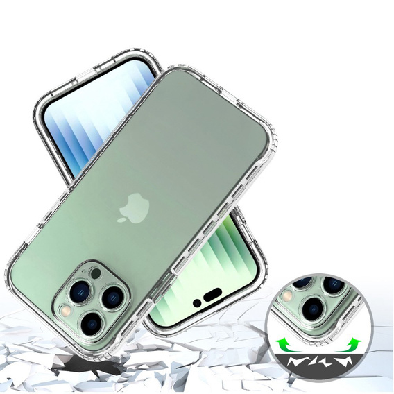 Puzdro pre iPhone 14 Pro, Shockproof, s fóliou, priehľadné