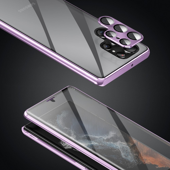 Puzdro pre Samsung Galaxy S23 Ultra, Magnetic Dual Glass, fialové