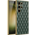 Puzdro pre Samsung Galaxy S24 Ultra, Leather Rhombus, zelený