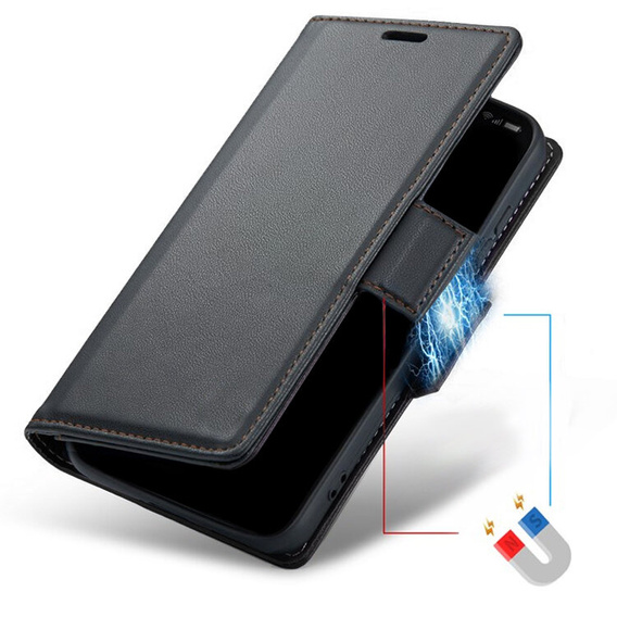 Puzdro pre Samsung Galaxy S25 Ultra, ERBORD Glossy Litchi, flipová peňaženka, čierne