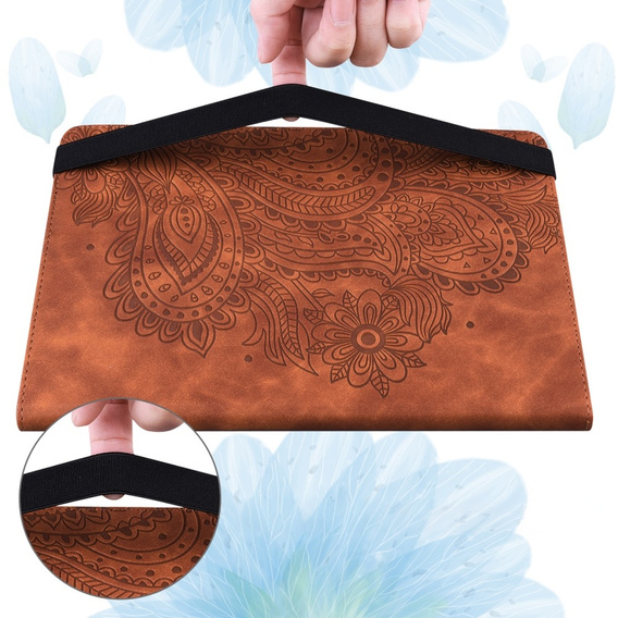 Puzdro s chlopňou pre Xiaomi Redmi Pad SE 11", flower, hnedé